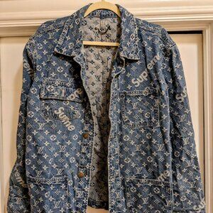 Supreme x Louis Vuitton Jacquard Denim Trucker Jacket Men Size 50